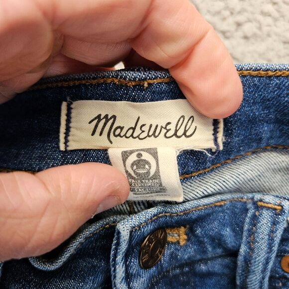 Madewell Jeans Womens Size 25 Blue Denim Cali Demi-Boot Raw Hem - Picture 6 of 11